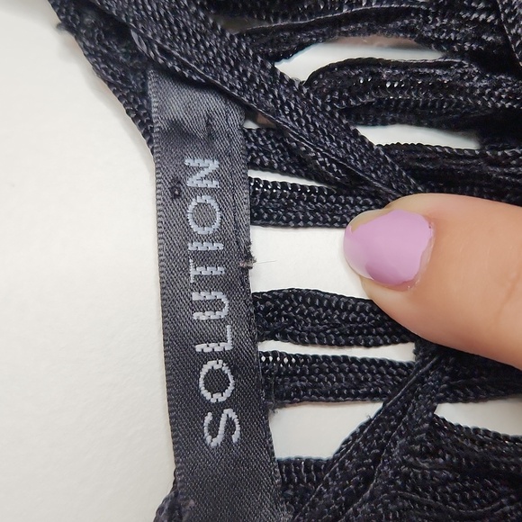 Black Crochet Fringe mini Dress Beach Cover Up Women's - Picture 4 of 5